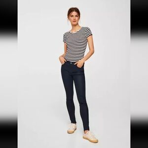 Mango Belle Coated Skinny Jeans Pants Navy Blue Size 6